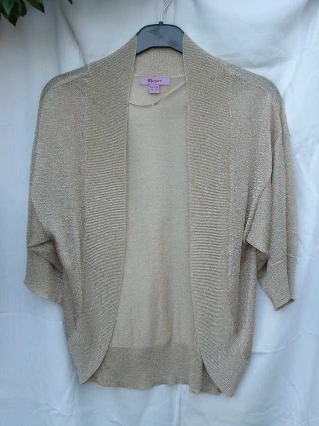 Preview of the first image of MONSOON Gold Knit Shrug Top – Size 10 – NEW!.