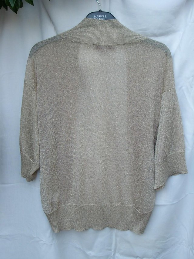 Image 3 of MONSOON Gold Knit Shrug Top – Size 10 – NEW!