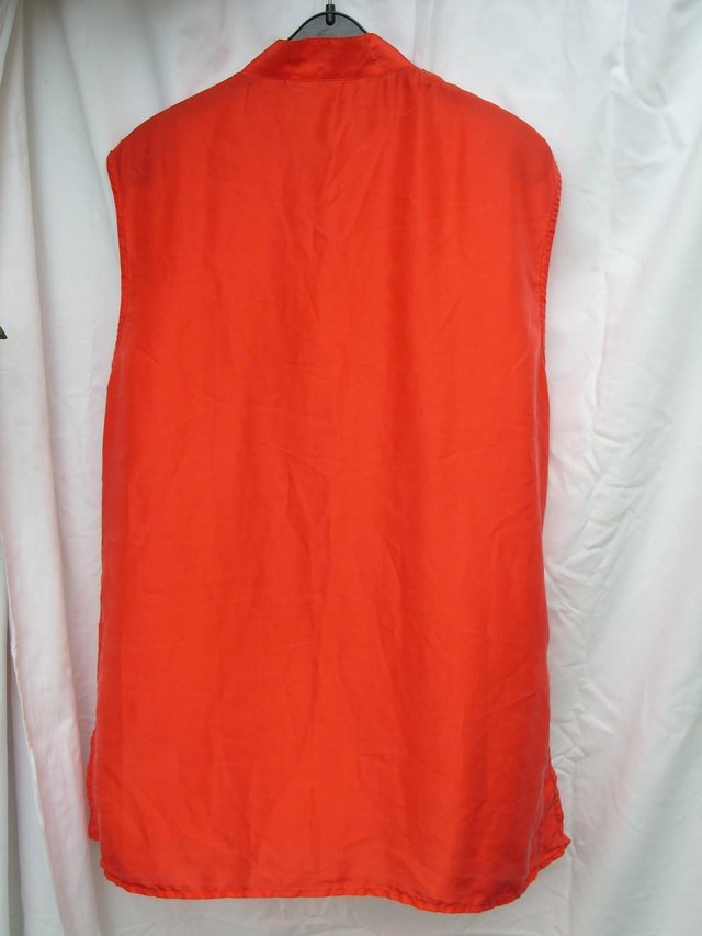 Image 2 of Sleeveless Chinese Style Red Silk Top – Size 14/16