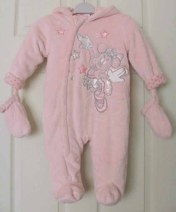 Preview of the first image of Pink Minnie Mouse Snowsuit With Detachable Mitts   B22.