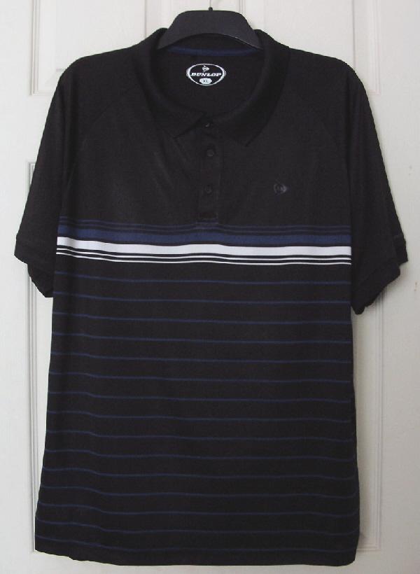 Preview of the first image of Men's Black/Purple Stripe Dunlop T shirt - Size XL   B9.