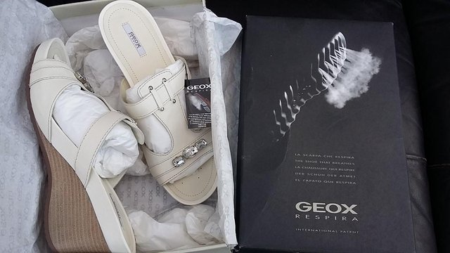 Image 2 of New Geox Respira Smooth Leather Wedge Heel Sandals, 40 /7