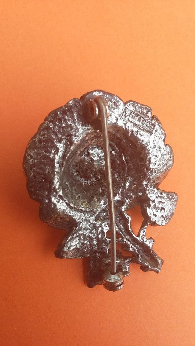 Image 2 of Vintage Pewter Silver Tone Rose Brooch by 'Miracle'