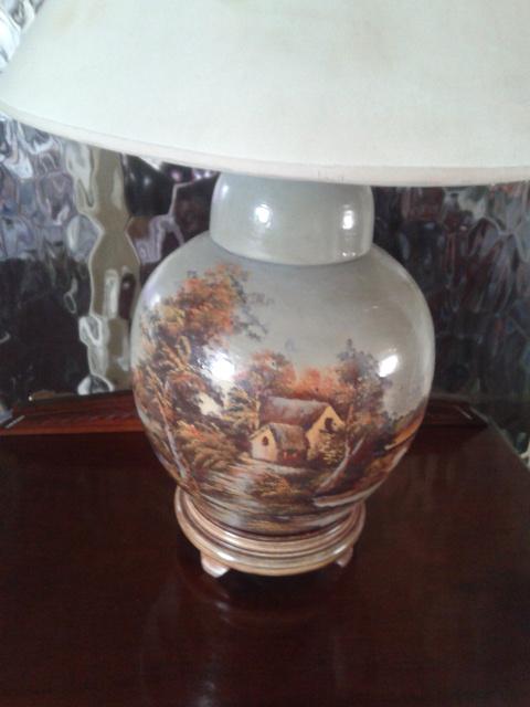 Image 2 of vintage hand painted table lamp