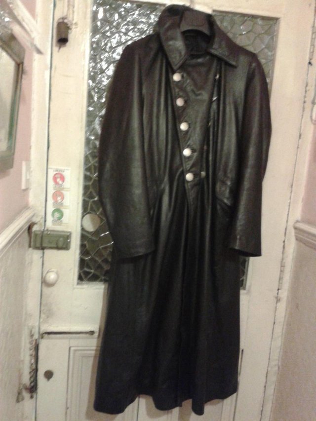 Image 3 of Darth Vader Type, Black Leather Full Length Goth Coat