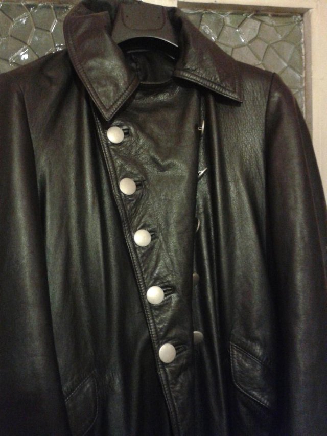 Image 4 of Darth Vader Type, Black Leather Full Length Goth Coat