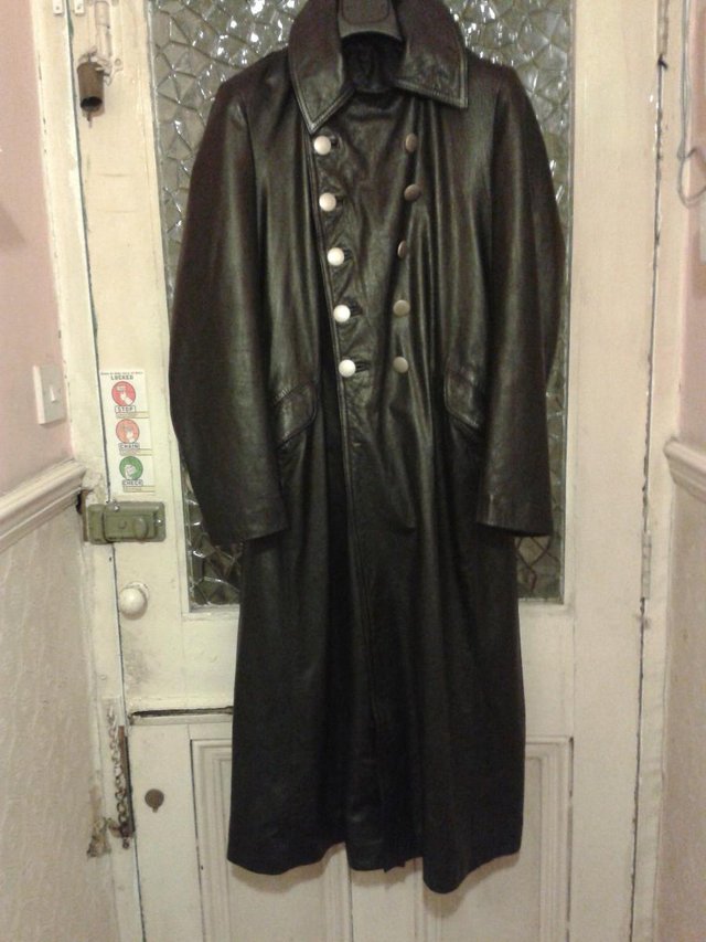Image 5 of Darth Vader Type, Black Leather Full Length Goth Coat