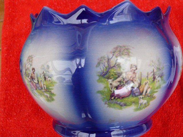 Image 2 of Blue Staffordshire pot