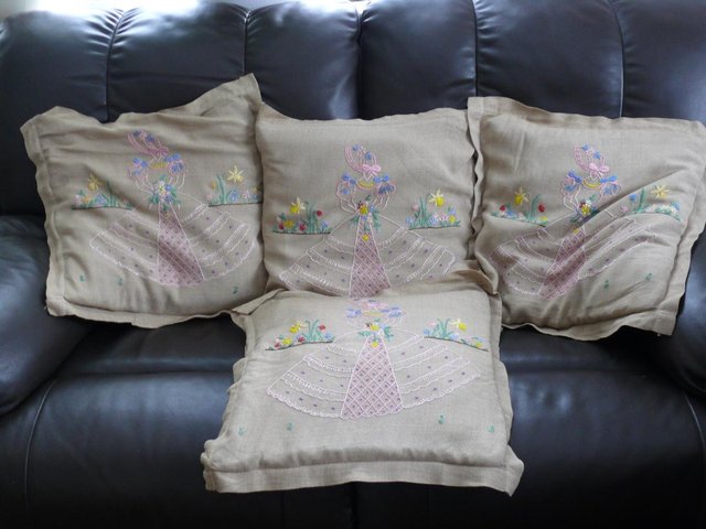 Image 2 of Vintage 4 Hand embroidered Cushion Covers
