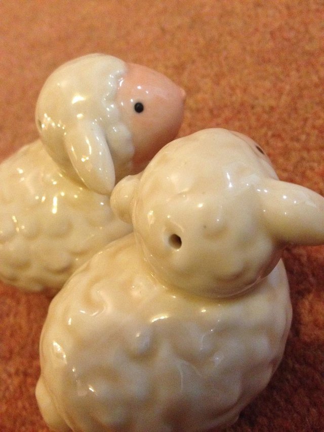 Preview of the first image of Cute Spring Lamb Salt & Pepper Pots.