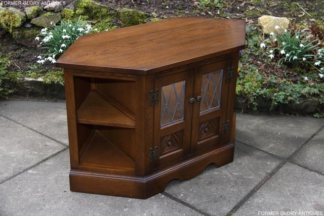 Image 62 of AN OLD CHARM LIGHT OAK CORNER TV DVD CD CABINET STAND TABLE
