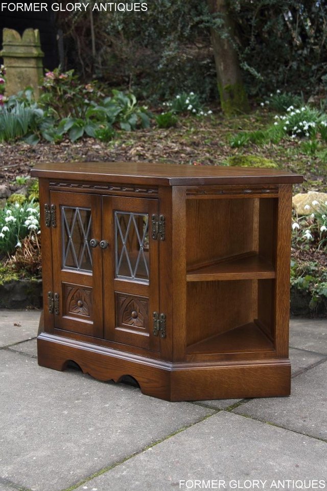 Image 64 of AN OLD CHARM LIGHT OAK CORNER TV DVD CD CABINET STAND TABLE