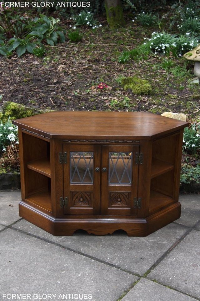 Image 68 of AN OLD CHARM LIGHT OAK CORNER TV DVD CD CABINET STAND TABLE