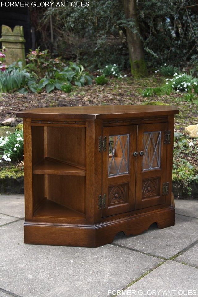 Image 80 of AN OLD CHARM LIGHT OAK CORNER TV DVD CD CABINET STAND TABLE