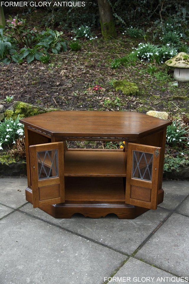 Image 82 of AN OLD CHARM LIGHT OAK CORNER TV DVD CD CABINET STAND TABLE