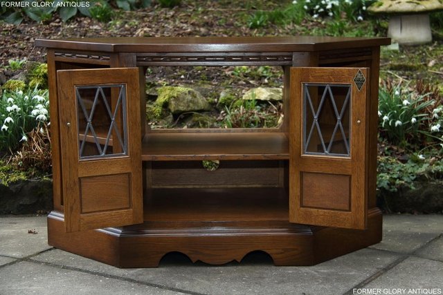 Image 104 of AN OLD CHARM LIGHT OAK CORNER TV DVD CD CABINET STAND TABLE