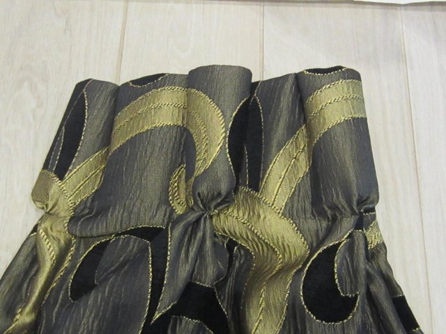 Image 2 of Stunning Black and Gold Pair of Long Curtains