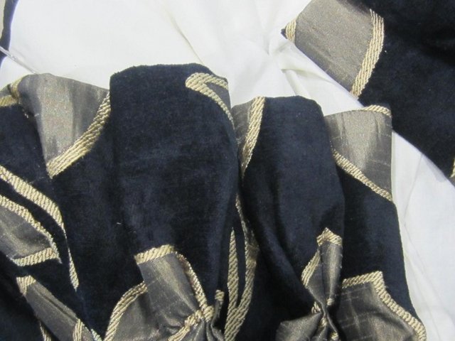 Image 6 of Luxurious Black and Gold Velvet Pair of Long Curtains