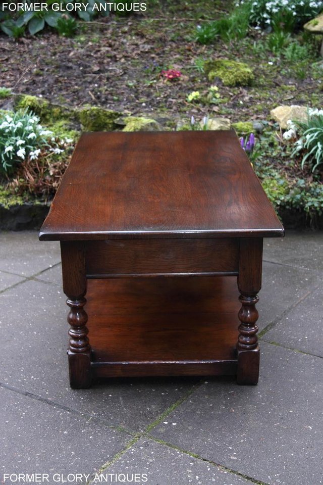 Image 4 of TITCHMARSH & GOODWIN STYLE OAK TWO DRAWER COFFEE TEA TABLE