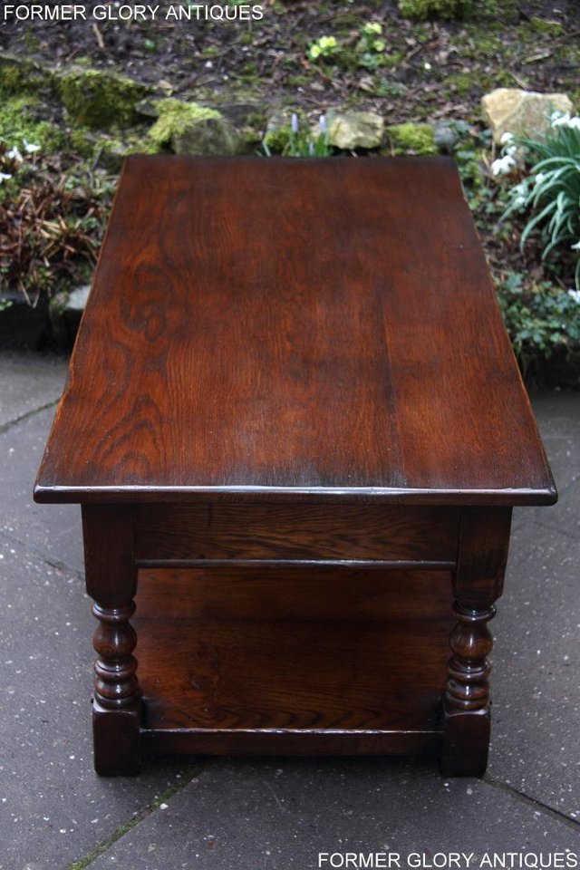 Image 9 of TITCHMARSH & GOODWIN STYLE OAK TWO DRAWER COFFEE TEA TABLE