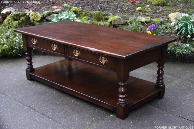 Image 13 of TITCHMARSH & GOODWIN STYLE OAK TWO DRAWER COFFEE TEA TABLE