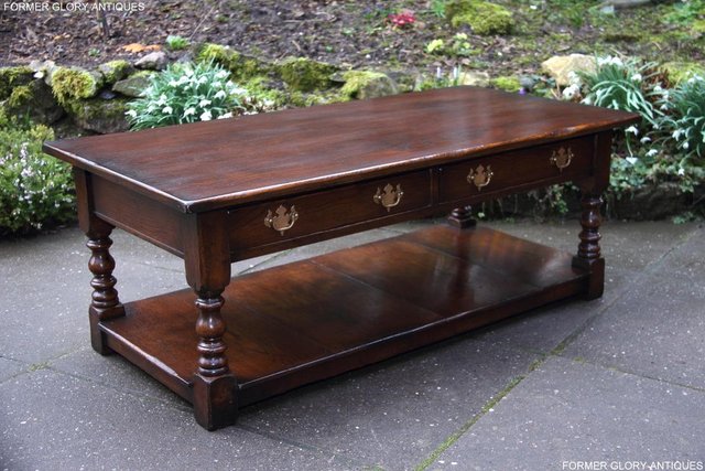 Image 14 of TITCHMARSH & GOODWIN STYLE OAK TWO DRAWER COFFEE TEA TABLE
