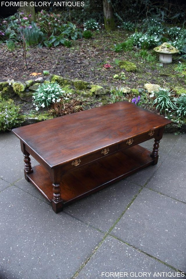 Image 21 of TITCHMARSH & GOODWIN STYLE OAK TWO DRAWER COFFEE TEA TABLE