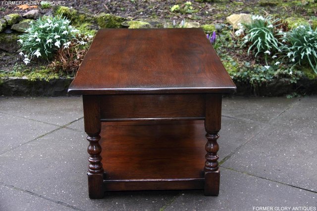 Image 27 of TITCHMARSH & GOODWIN STYLE OAK TWO DRAWER COFFEE TEA TABLE