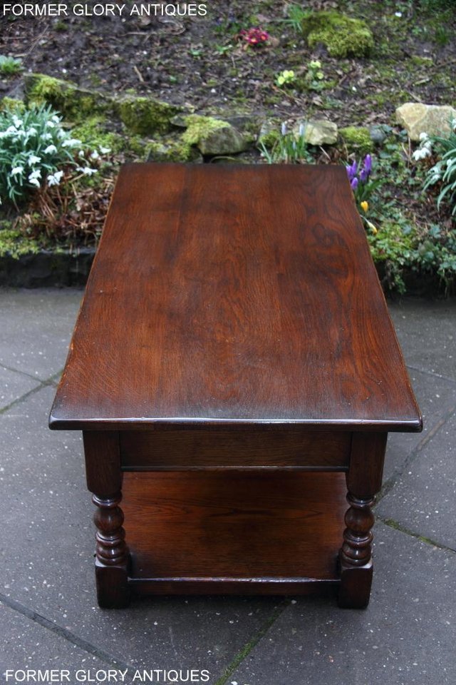Image 31 of TITCHMARSH & GOODWIN STYLE OAK TWO DRAWER COFFEE TEA TABLE