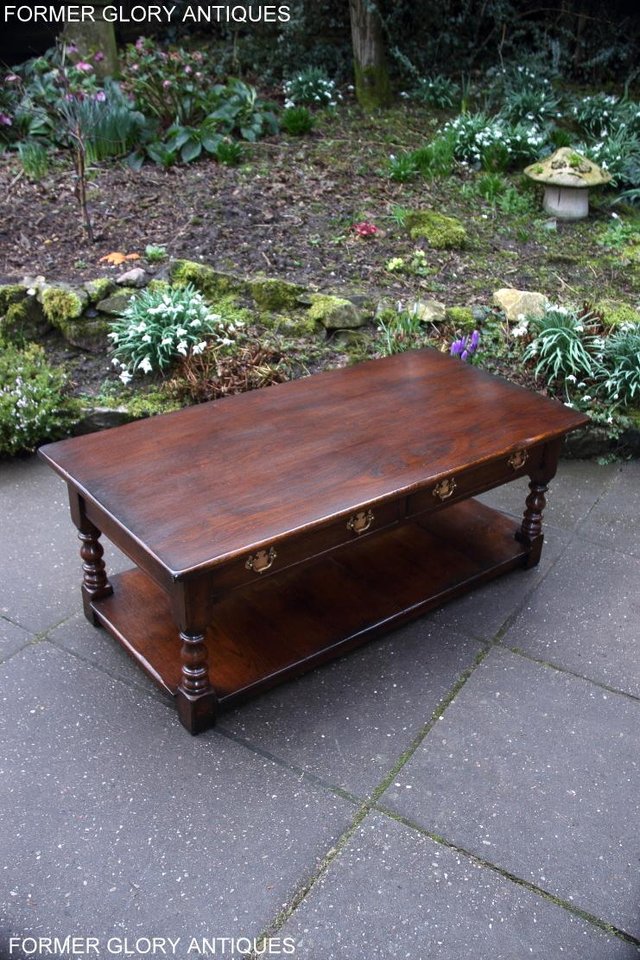 Image 36 of TITCHMARSH & GOODWIN STYLE OAK TWO DRAWER COFFEE TEA TABLE