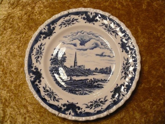 Preview of the first image of Plate Constables Salisbury Cathedral 10" Blue & white.