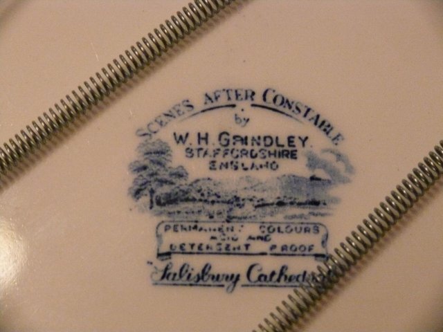 Image 3 of Plate Constables Salisbury Cathedral 10" Blue & white