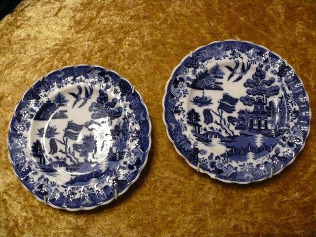 Preview of the first image of Pair of Willow pattern side plates.