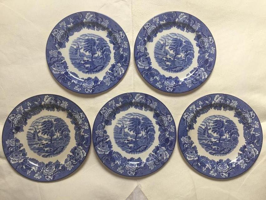 Preview of the first image of Enoch Woods English Scenery blue/white plates 5 x 23 cm.