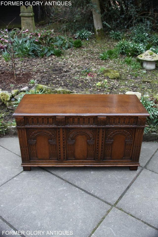 Image 8 of TITCHMARSH AND GOODWIN CARVED OAK BLANKET CHEST BOX COFFER