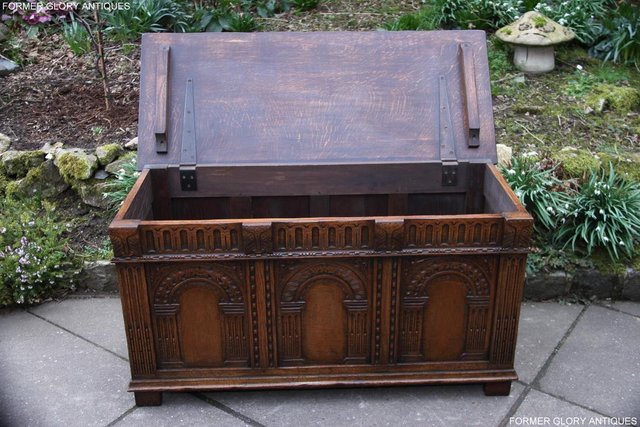 Image 10 of TITCHMARSH AND GOODWIN CARVED OAK BLANKET CHEST BOX COFFER