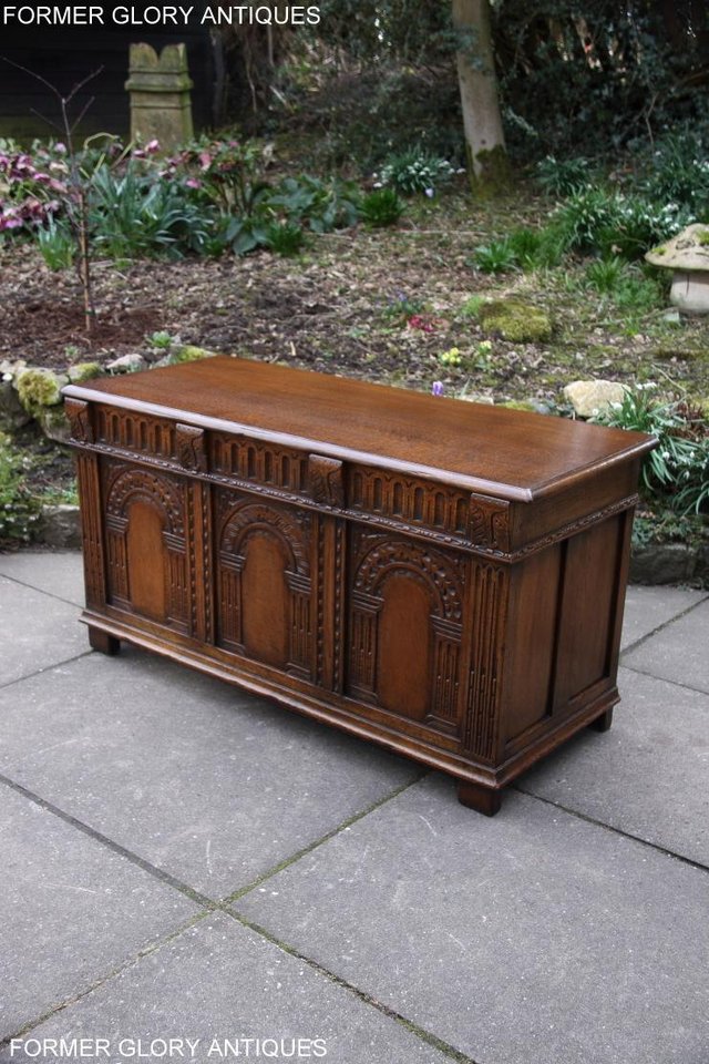 Image 21 of TITCHMARSH AND GOODWIN CARVED OAK BLANKET CHEST BOX COFFER