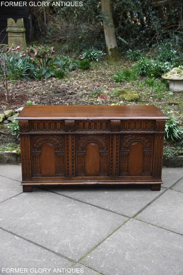 Image 37 of TITCHMARSH AND GOODWIN CARVED OAK BLANKET CHEST BOX COFFER