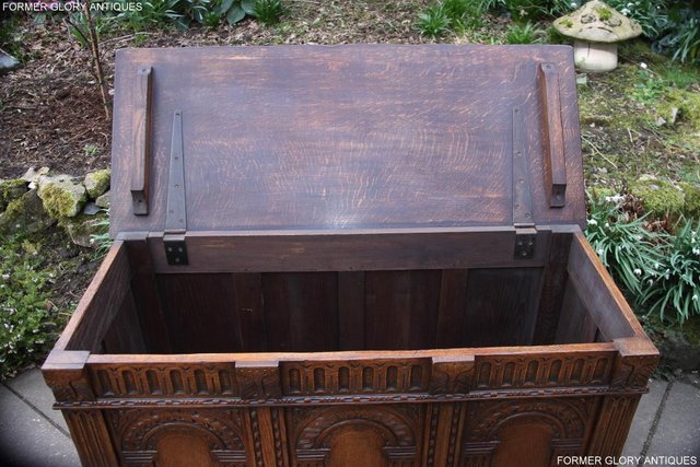 Image 49 of TITCHMARSH AND GOODWIN CARVED OAK BLANKET CHEST BOX COFFER