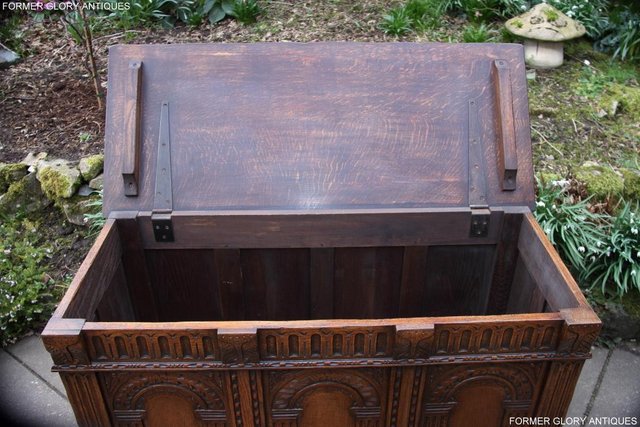 Image 77 of TITCHMARSH AND GOODWIN CARVED OAK BLANKET CHEST BOX COFFER