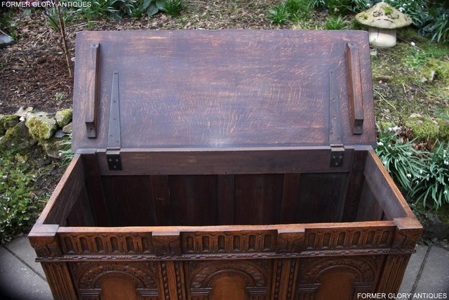 Image 86 of TITCHMARSH AND GOODWIN CARVED OAK BLANKET CHEST BOX COFFER