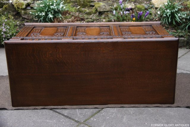 Image 91 of TITCHMARSH AND GOODWIN CARVED OAK BLANKET CHEST BOX COFFER