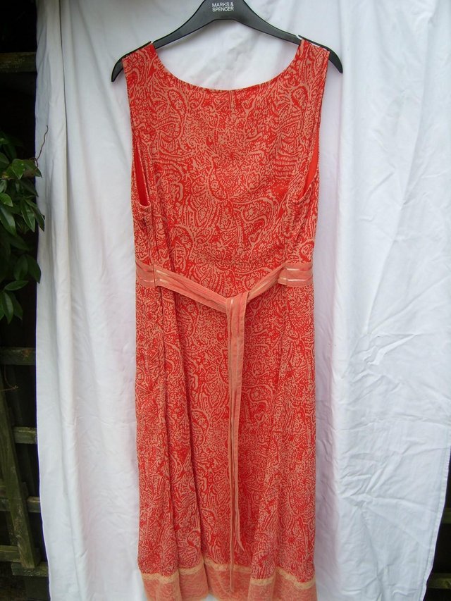 Image 2 of PER UNA Orange Print Sleeveless Dress Size 18L