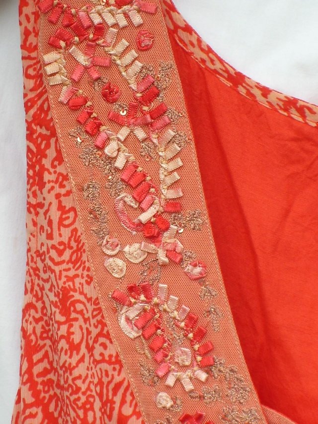 Image 3 of PER UNA Orange Print Sleeveless Dress Size 18L