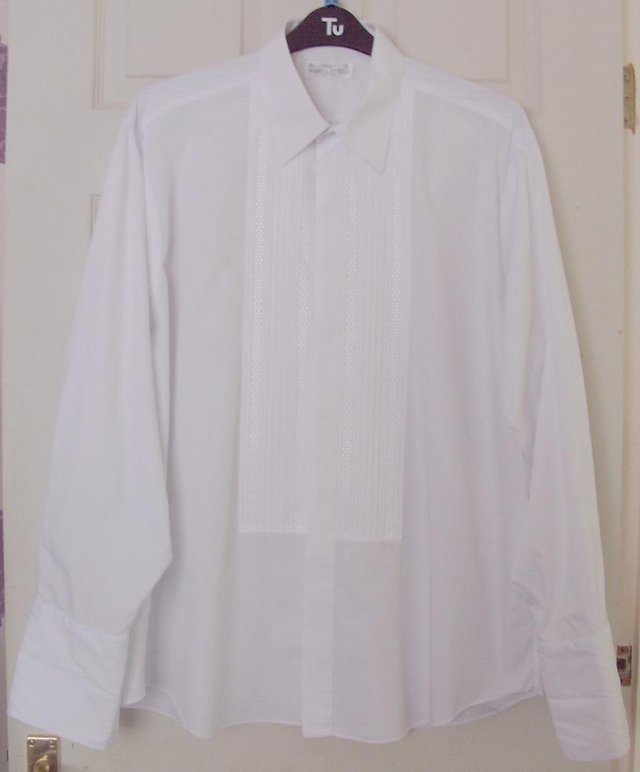 Preview of the first image of Smart Men's White Long Sleeve Dress Shirt - 17" collar.