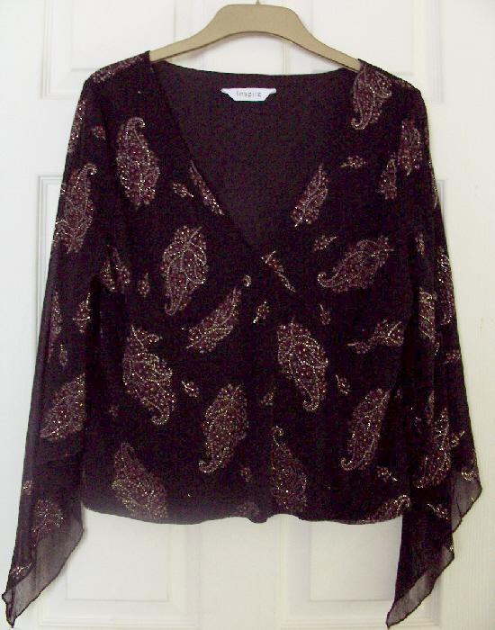 Preview of the first image of Pretty Ladies Black Layered Glitter Top By Inspire - Sz 20.