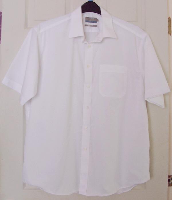 Preview of the first image of Men's White Short Sleeve easy Iron Shirt By M&S Tailoring.
