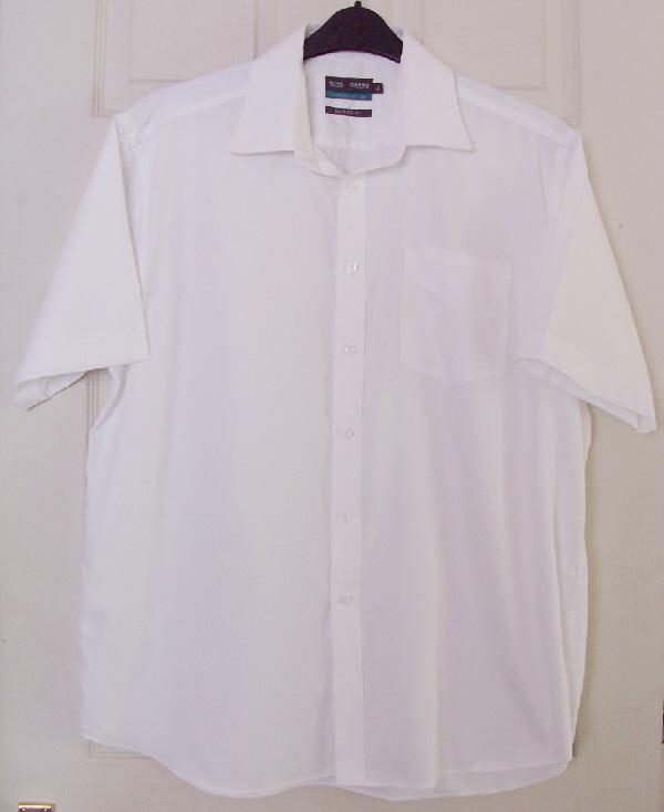 Preview of the first image of Men's White Short Sleeve Non Iron Shirt By M&S Tailoring.