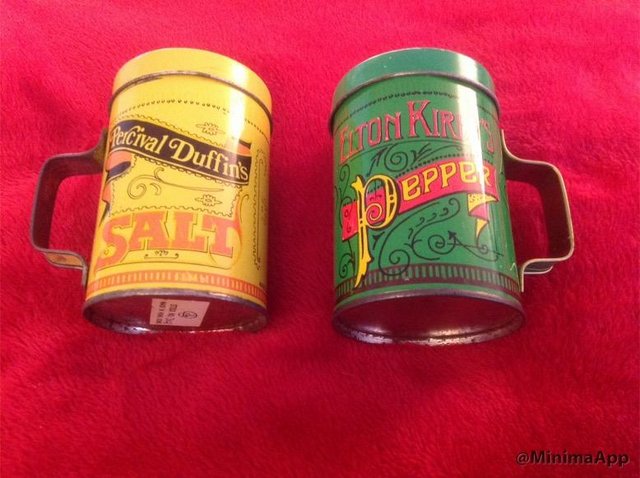 Preview of the first image of Retro Tin Salt and Pepper Shakers.