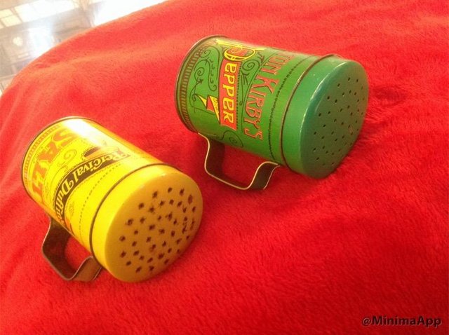 Image 2 of Retro Tin Salt and Pepper Shakers